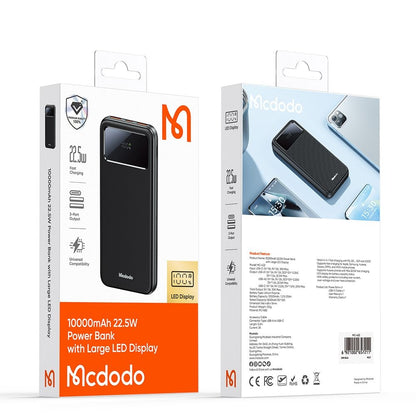Vanjska baterija McDodo MC-4220, 10000mAh, 22.5W, QC + PD, 2 x USB-A - 1 x USB-C, Crna