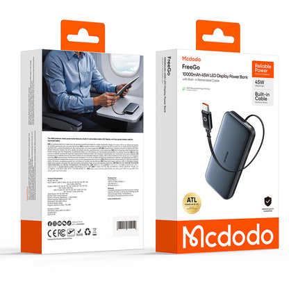 Vanjska baterija McDodo MC-5920 MetaFree, 10000mAh, 45W, PD, 2 x USB-C, Siva