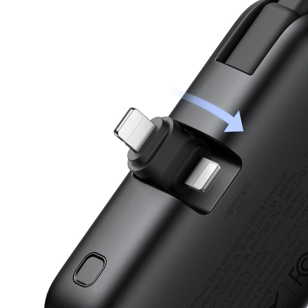 Vanjska baterija McDodo MC-7800 Freekit, 5000mAh, 22.5W, PD, 1 x Lightning - 2 x USB-C, Crna