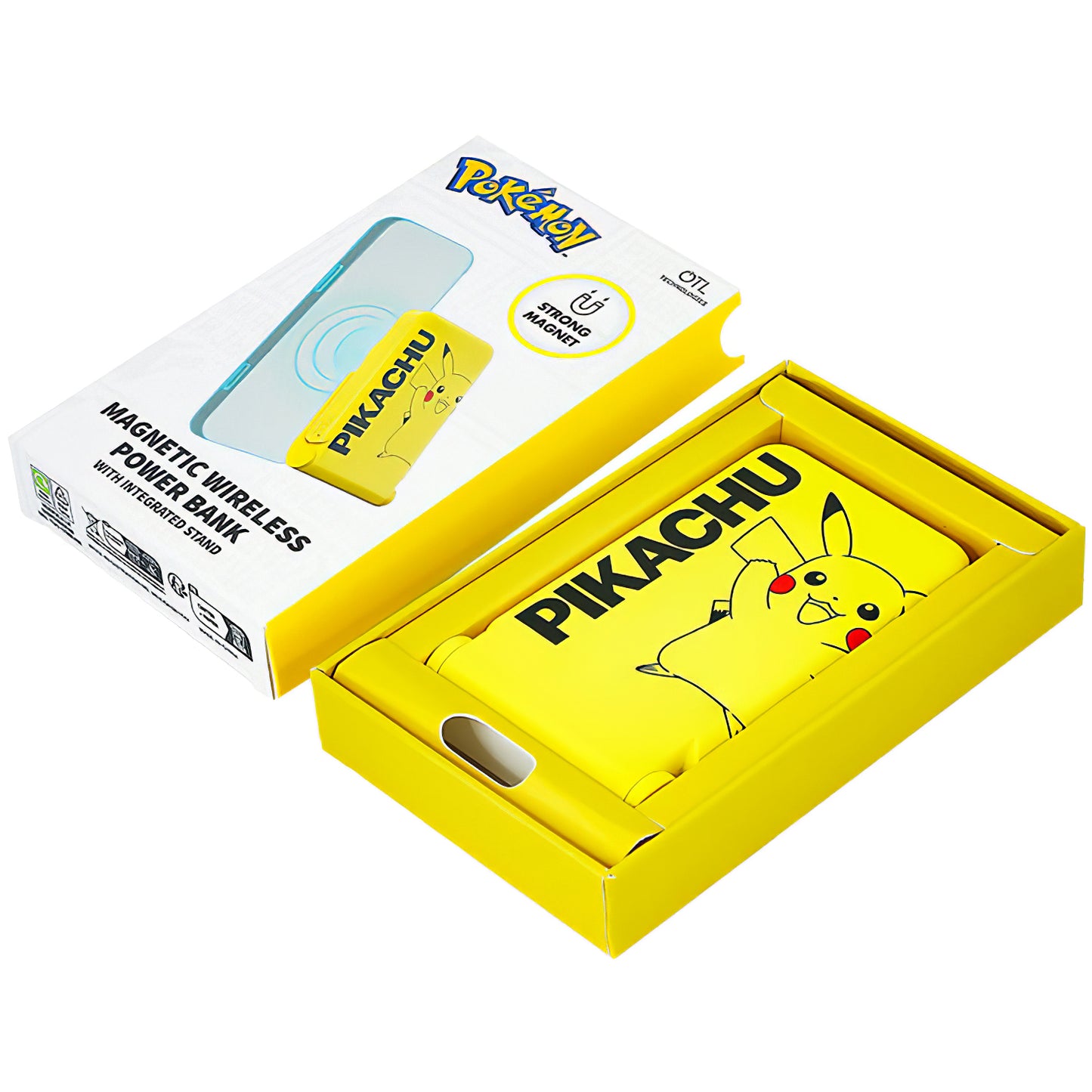 Bežična vanjska baterija OTL Pokemon Pikatchu, 5000mAh, 20W, PD + FQI, 1 x QI - 1 x USB-C, Žuta PK1191