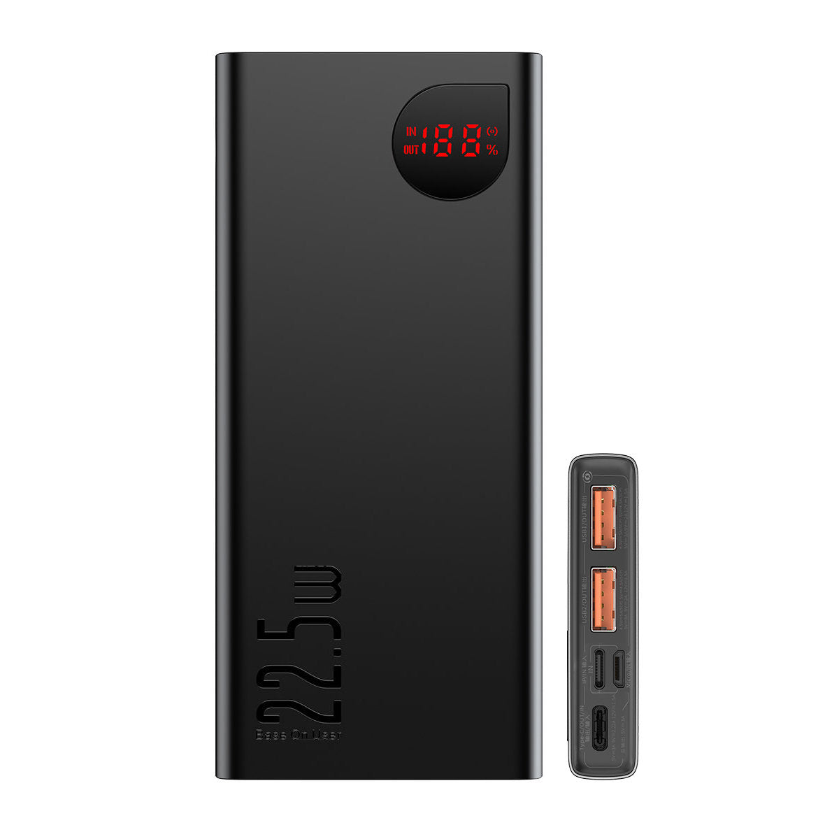 Vanjska baterija Baseus Adaman, 10000mAh, 22.5W, QC + PD, 1 x USB-C - 2 x USB-A, Crna