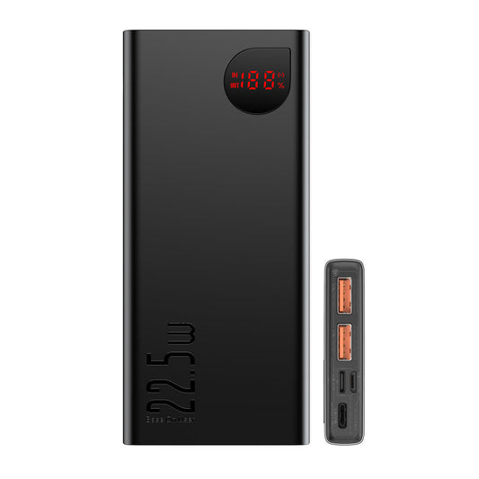 Vanjska baterija Baseus Adaman, 10000mAh, 22.5W, QC + PD, 1 x USB-C - 2 x USB-A, Crna