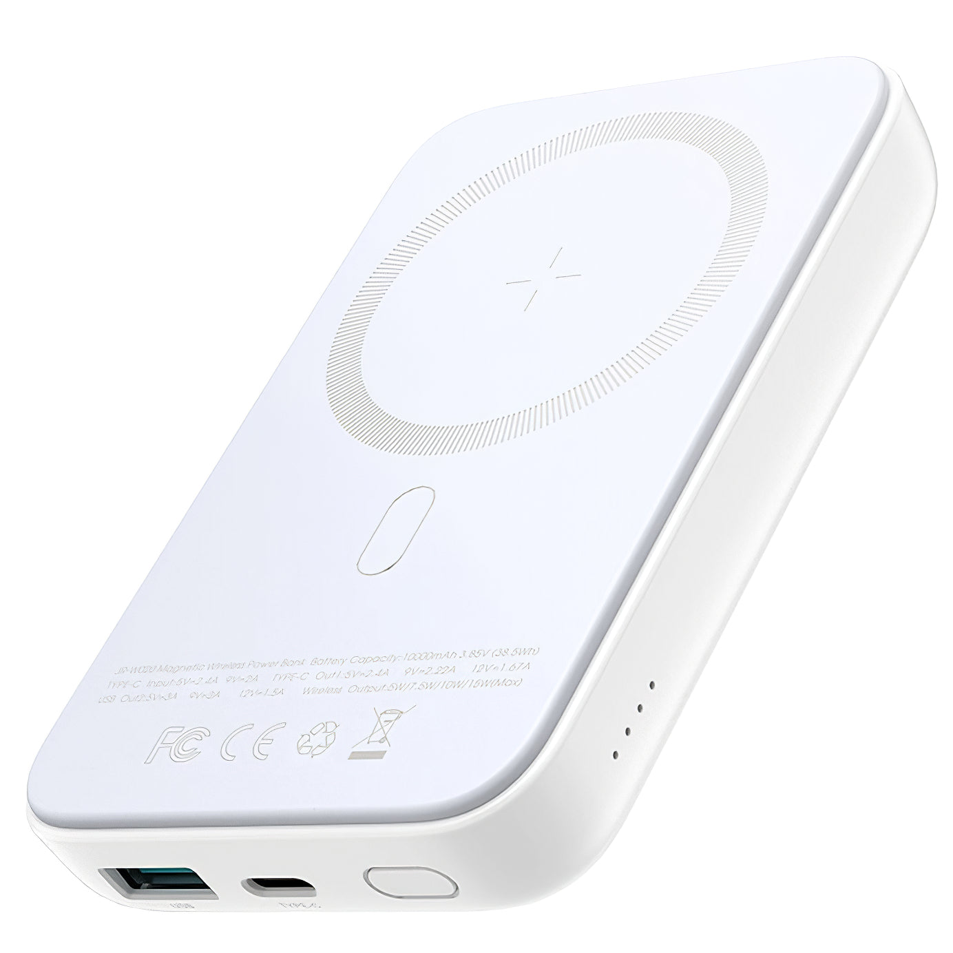 Vanjska baterija Joyroom JR-W020, 10000mAh, 20W, QC + PD + FQI, 1 x QI - 1 x USB-A - 1 x USB-C, Bijela