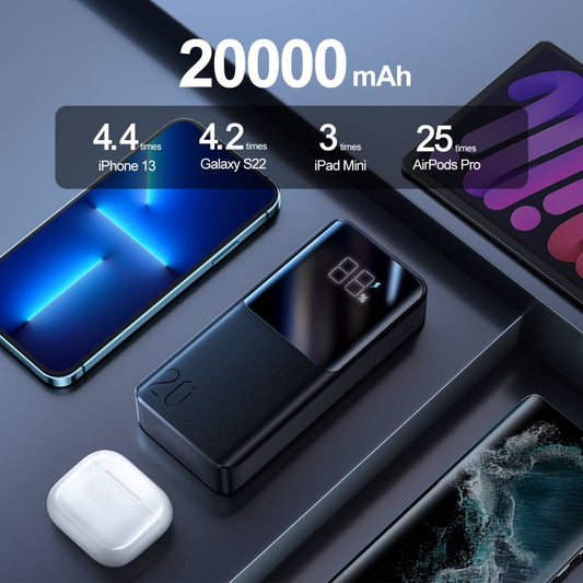 Vanjska baterija Joyroom, 20000mAh, 22.5W, QC + PD, 1 x USB-C - 2 x USB-A, Crna JR-QP192