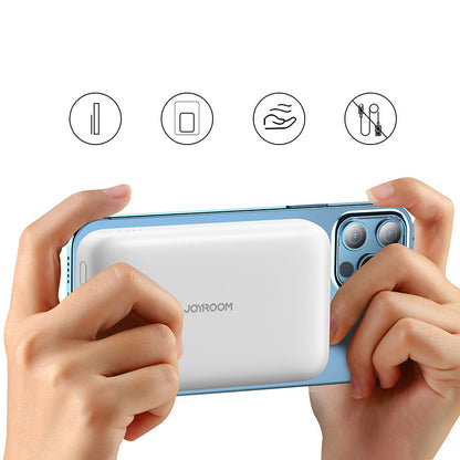 Vanjska baterija Joyroom JR-W020, 10000mAh, 20W, QC + PD + FQI, 1 x QI - 1 x USB-A - 1 x USB-C, Bijela
