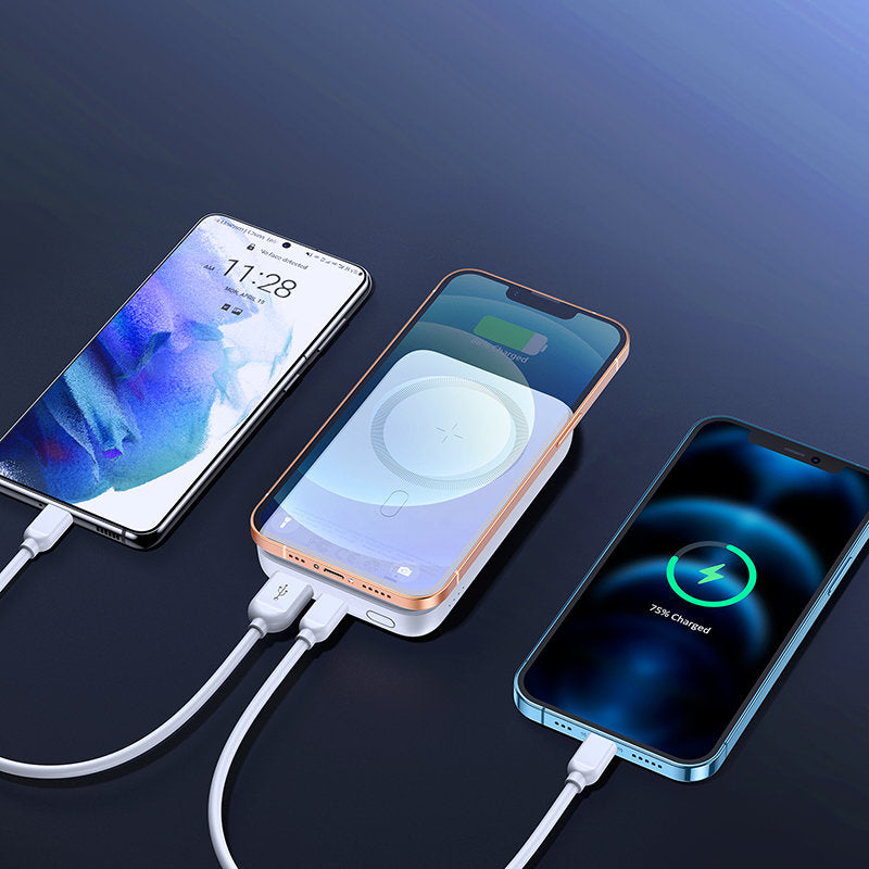 Vanjska baterija Joyroom JR-W020, 10000mAh, 20W, QC + PD + FQI, 1 x QI - 1 x USB-A - 1 x USB-C, Bijela