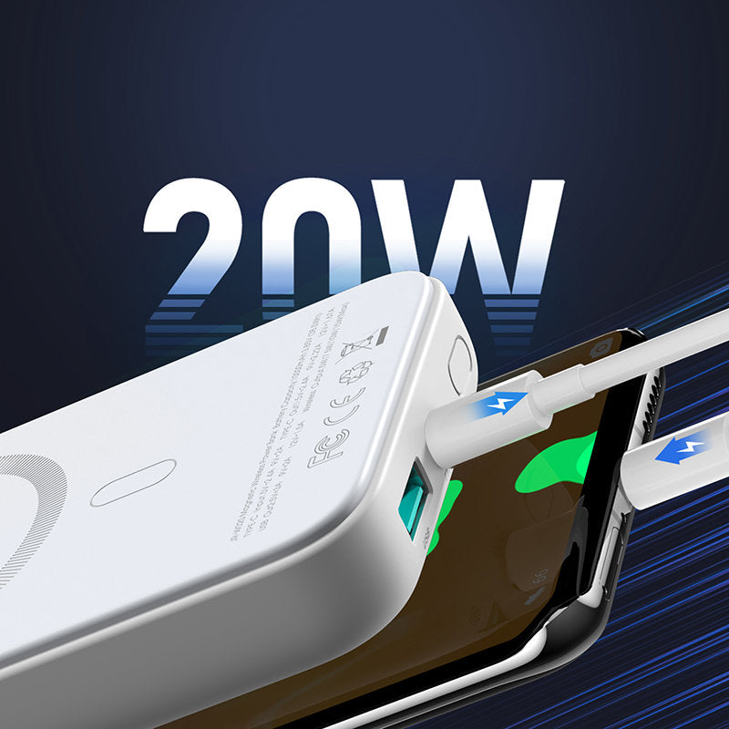 Vanjska baterija Joyroom JR-W020, 10000mAh, 20W, QC + PD + FQI, 1 x QI - 1 x USB-A - 1 x USB-C, Bijela
