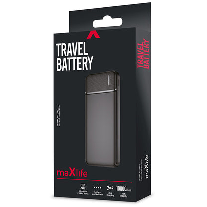 Vanjska baterija MaXlife MXPB-01, 10000mAh, 12W, 2 x USB-A, Crna