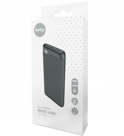 Vanjska baterija Setty SPBL-10, 10000mAh, 10W, 2 x USB-A, Crna