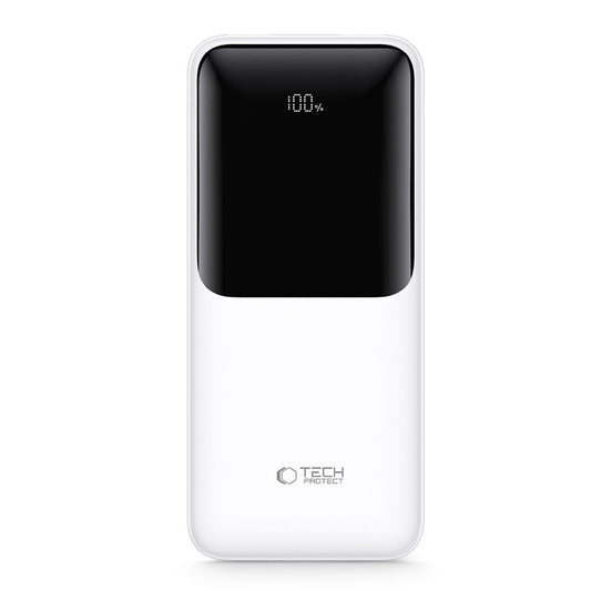 Vanjska baterija Tech-Protect PB01, 10000mAh, 22.5W, QC + PD, 1 x USB-C - 2 x USB-A, Bijela