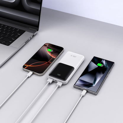 Vanjska baterija Tech-Protect PB01, 10000mAh, 22.5W, QC + PD, 1 x USB-C - 2 x USB-A, Bijela