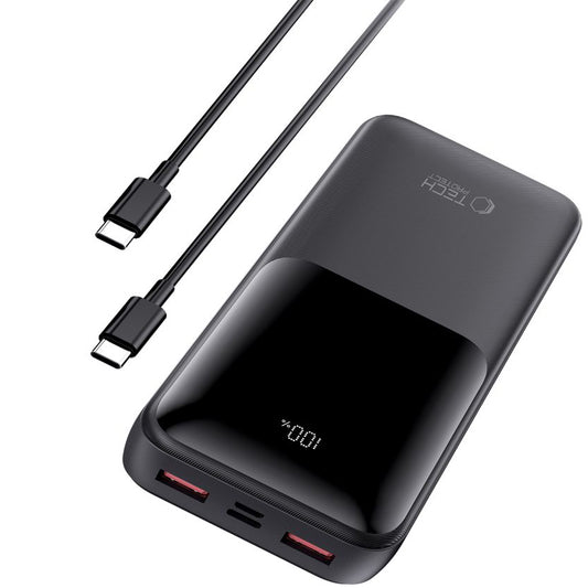 Vanjska baterija Tech-Protect PB02, 20000mAh, 22.5W, QC + PD, 1 x USB-C - 2 x USB-A, Crna