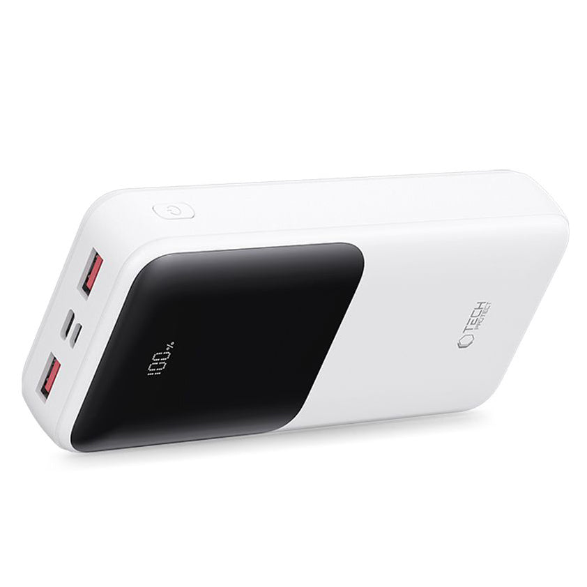 Vanjska baterija Tech-Protect PB02, 20000mAh, 22.5W, QC + PD, 1 x USB-C - 2 x USB-A, Bijela