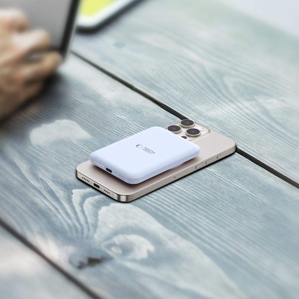 Vanjska baterija Wireless Tech-Protect PB10 LifeMag, 5000mAh, 15W, PD + FQI, 1 x QI - 1 x USB-C, Plava