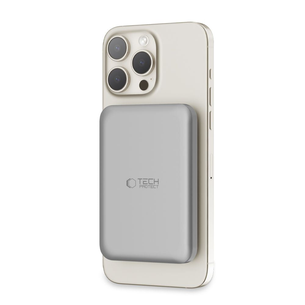 Vanjska baterija Wireless Tech-Protect PB10 LifeMag, 5000mAh, 15W, PD + FQI, 1 x QI - 1 x USB-C, Siva