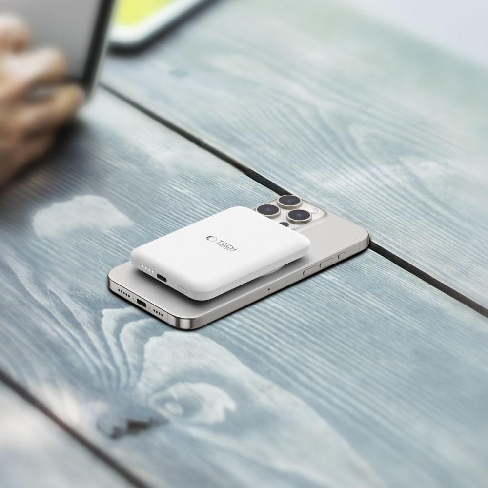 Vanjska baterija Wireless Tech-Protect PB10 LifeMag, 5000mAh, 15W, PD + FQI, 1 x QI - 1 x USB-C, Bijela
