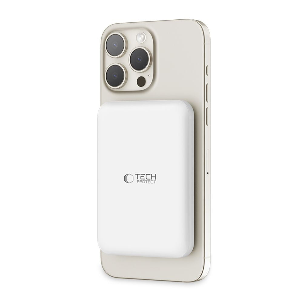 Vanjska baterija Wireless Tech-Protect PB10 LifeMag, 5000mAh, 15W, PD + FQI, 1 x QI - 1 x USB-C, Bijela