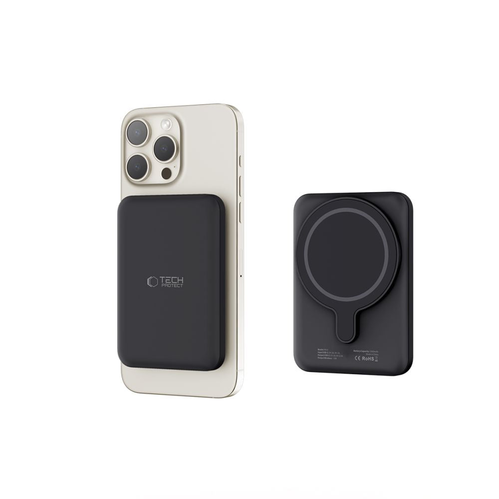 Vanjska baterija Wireless Tech-Protect PB10 LifeMag, 5000mAh, 15W, PD + FQI, 1 x QI - 1 x USB-C, Crna