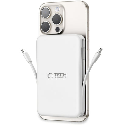 Vanjska baterija Wireless Tech-Protect PB31 LifeMag, 10000mAh, 15W, FQI, 1 x Lightning - 1 x QI - 1 x USB-A - 1 x USB-C, Bijela