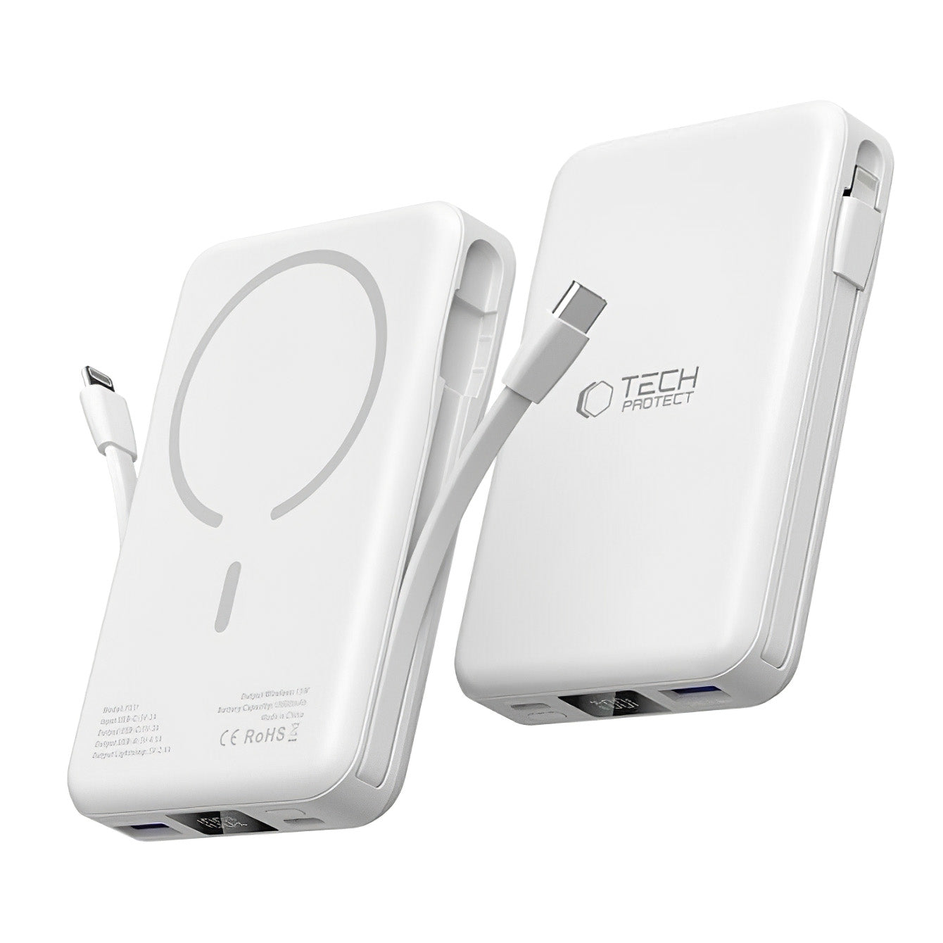Vanjska baterija Wireless Tech-Protect PB31 LifeMag, 10000mAh, 15W, FQI, 1 x Lightning - 1 x QI - 1 x USB-A - 1 x USB-C, Bijela