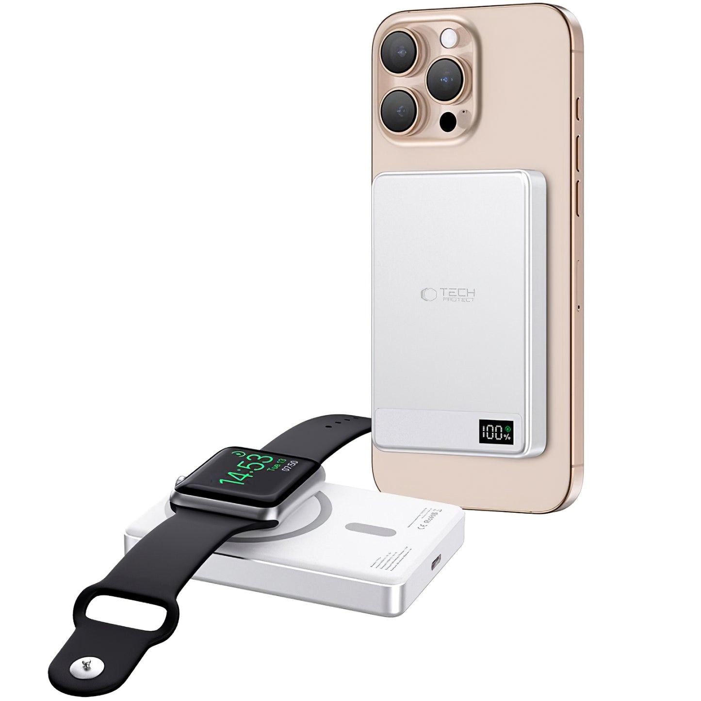 Vanjska baterija Wireless Tech-Protect PB33 LifeMag, 5000mAh, 15W, FQI, 1 x QI - 1 x USB-C, Siva