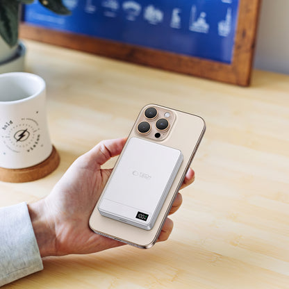 Vanjska baterija Wireless Tech-Protect PB33 LifeMag, 5000mAh, 15W, FQI, 1 x QI - 1 x USB-C, Siva