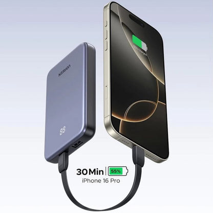 Vanjska baterija UGREEN 75131B, 10000mAh, 22.5W, QC + PD, 1 x USB-A - 1 x USB-C, Siva