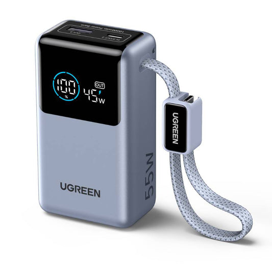 Vanjska baterija UGREEN Nexode Pro PB727 (75701B), 10000mAh, 55W, QC + PD, 1 x USB-A - 2 x USB-C, Siva