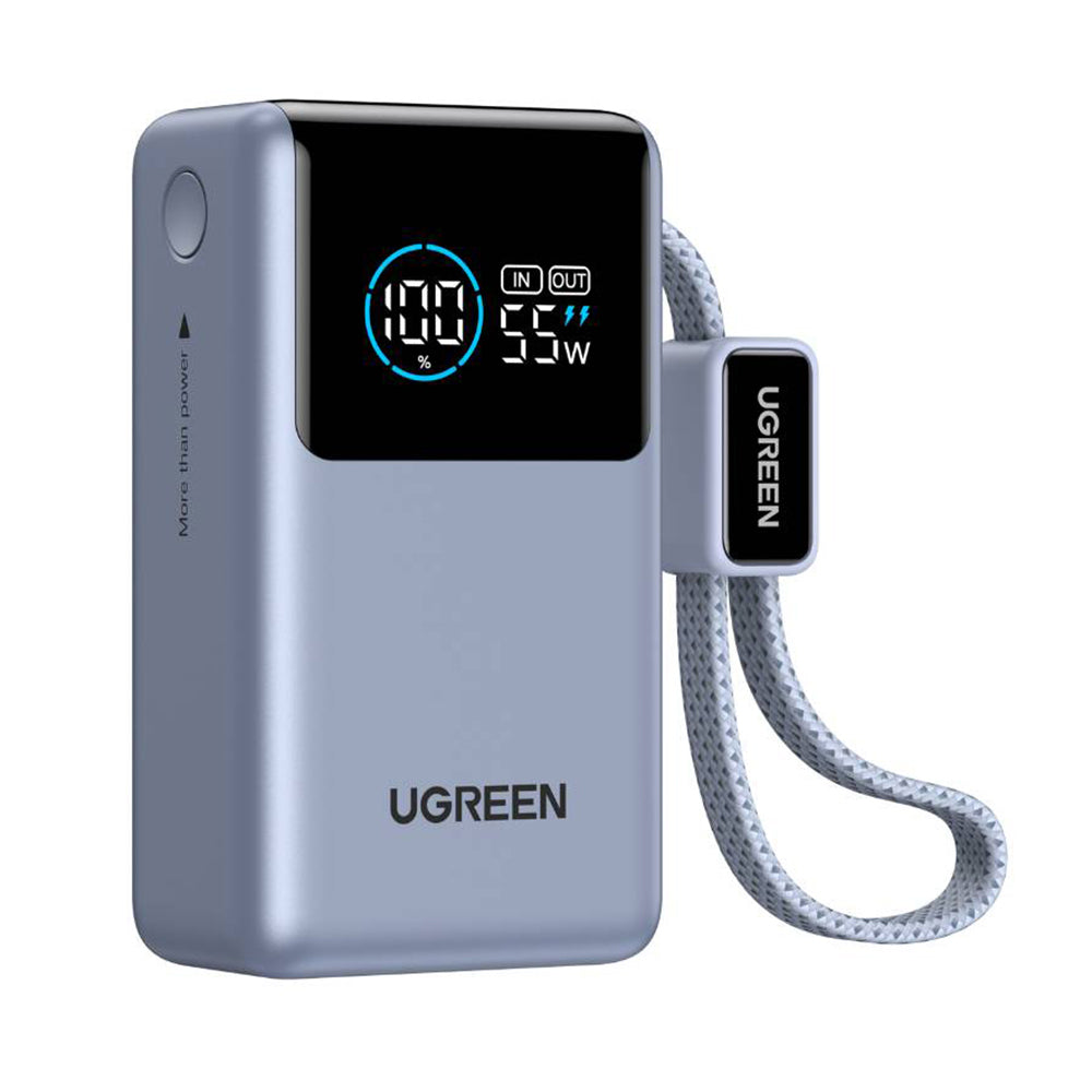 Vanjska baterija UGREEN Nexode Pro PB727 (75701B), 10000mAh, 55W, QC + PD, 1 x USB-A - 2 x USB-C, Siva