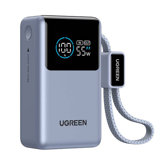 Vanjska baterija UGREEN Nexode Pro PB727 (75701B), 10000mAh, 55W, QC + PD, 1 x USB-A - 2 x USB-C, Siva