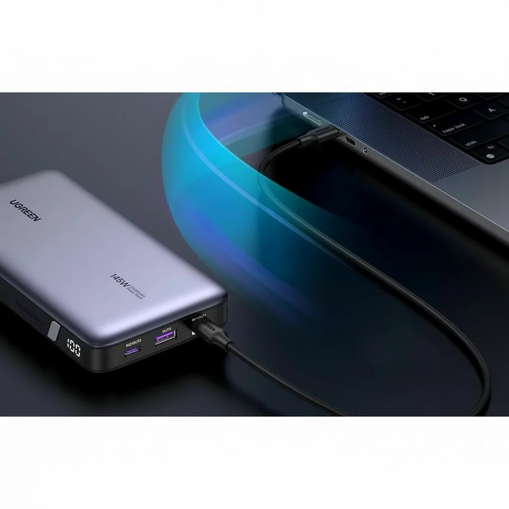 Vanjska baterija UGREEN PB205, 25000mAh, 145W, QC + PD, 1 x USB-A - 2 x USB-C, Siva