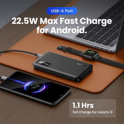Vanjska baterija UGREEN PB311, 10000mAh, 22.5W, QC + PD, 1 x USB-C - 2 x USB-A, Crna