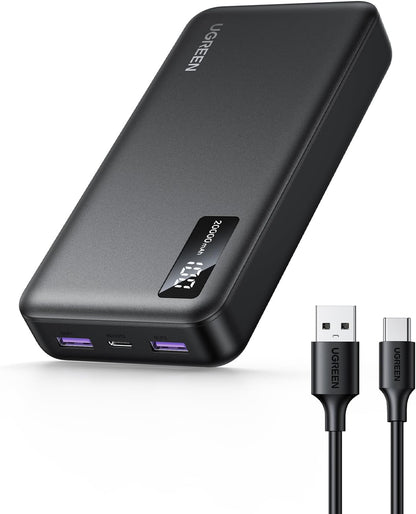 Vanjska baterija UGREEN PB312, 20000mAh, 22.5W, QC + PD, 1 x USB-C - 2 x USB-A, Crna