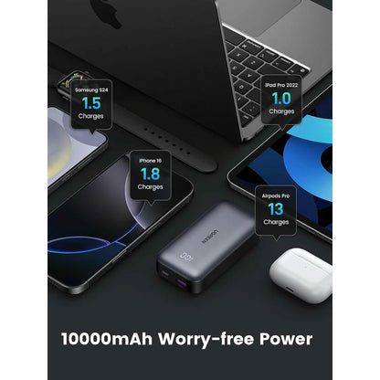 Vanjska baterija UGREEN PB502, 10000mAh, 30W, QC + PD, 1 x USB-A - 1 x USB-C, Siva