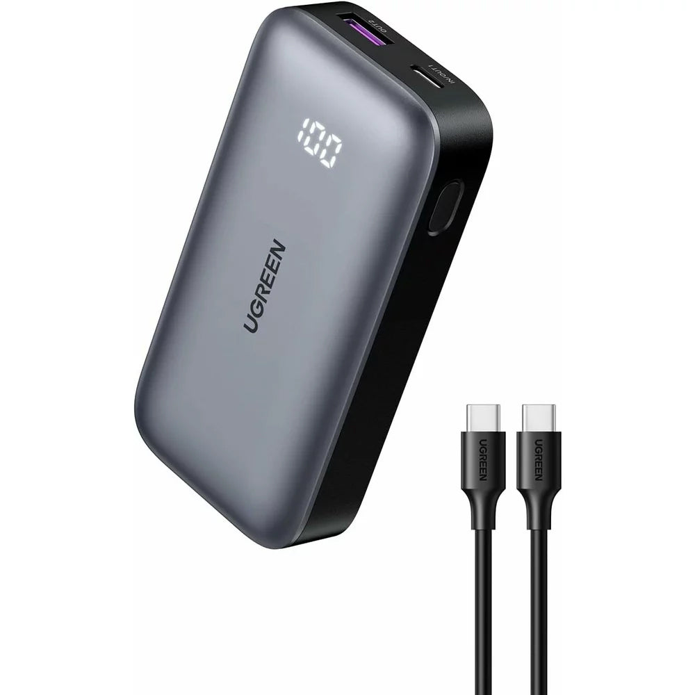 Vanjska baterija UGREEN PB502, 10000mAh, 30W, QC + PD, 1 x USB-A - 1 x USB-C, Siva