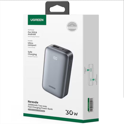 Vanjska baterija UGREEN PB502, 10000mAh, 30W, QC + PD, 1 x USB-A - 1 x USB-C, Siva