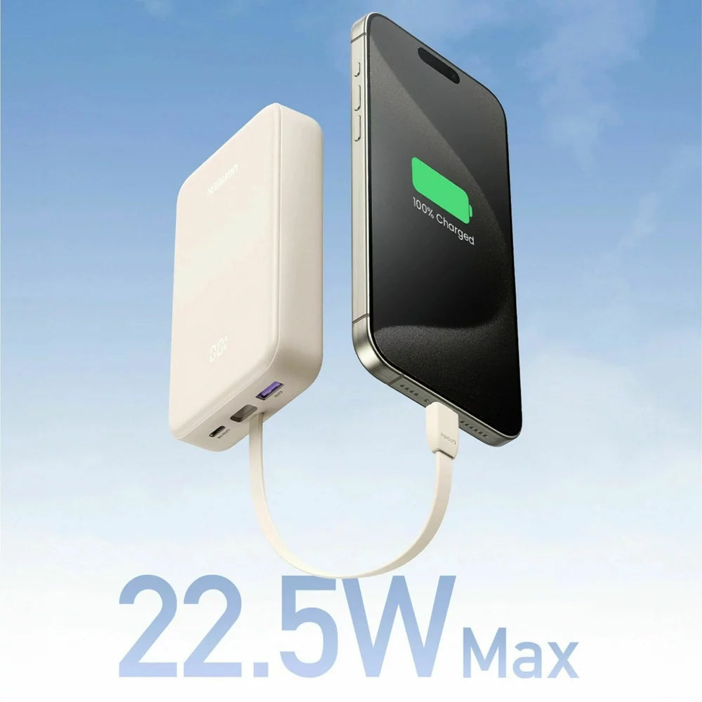 Vanjska baterija UGREEN PB505, 20000mAh, 22.5W, QC + PD, 1 x USB-A - 2 x USB-C, Bež