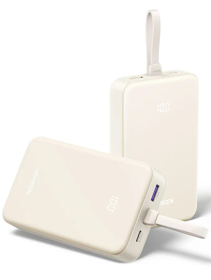 Vanjska baterija UGREEN PB521, 20000mAh, 30W, QC + PD, 1 x USB-A - 2 x USB-C, Bijela