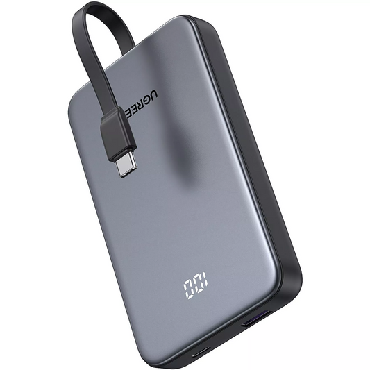 Vanjska baterija UGREEN PB526 (75161B), 10000mAh, 20W, QC + PD, 1 x USB-A - 2 x USB-C, Siva