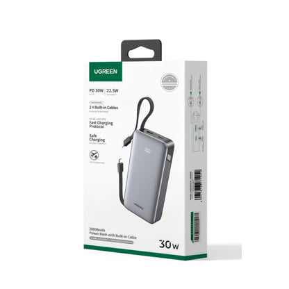 Vanjska baterija UGREEN PB528 (55985B), 20000mAh, 30W, QC + PD, 1 x USB-A - 3 x USB-C, Siva