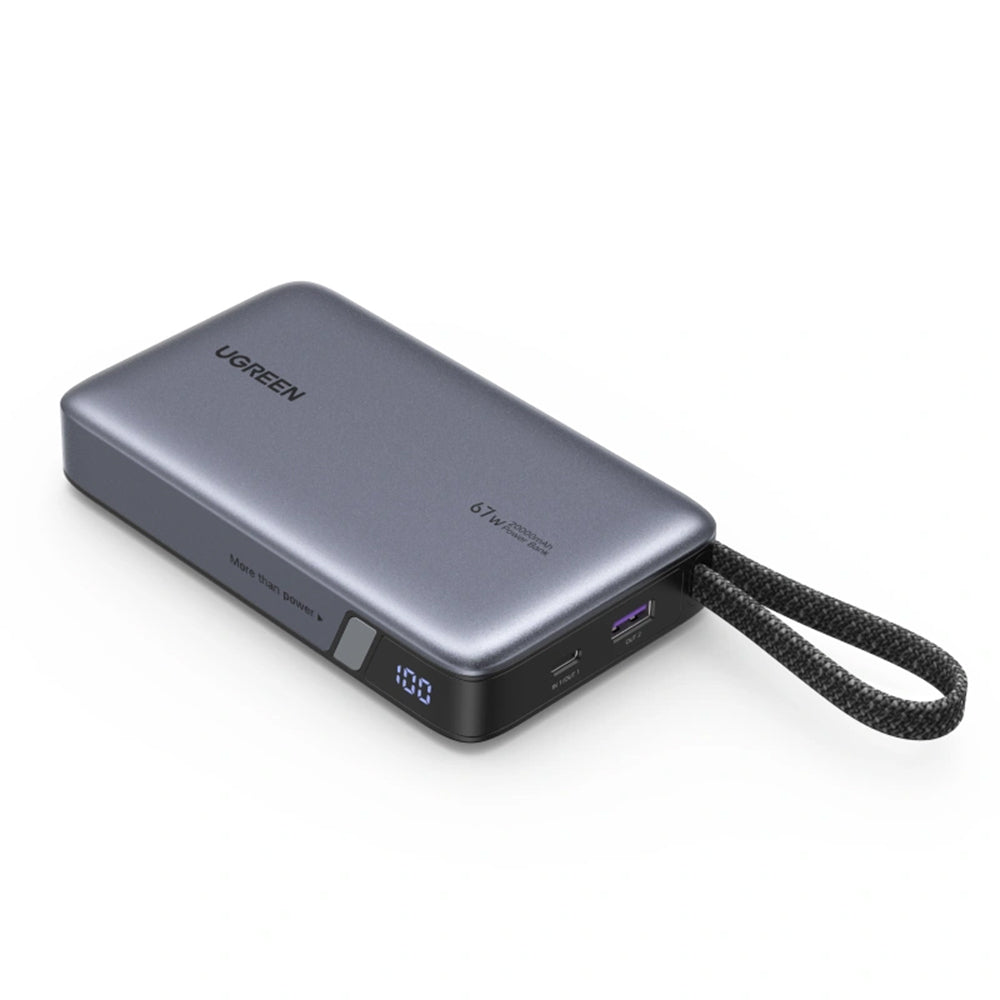Vanjska baterija UGREEN PB550, 20000mAh, 67W, QC + PD, 1 x USB-A - 2 x USB-C, Siva