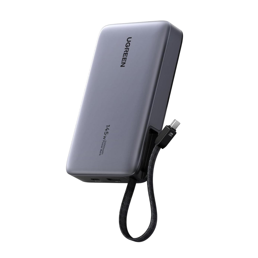 Vanjska baterija UGREEN PB551 (55992B), 20000mAh, 145W, QC + PD, 1 x USB-A - 2 x USB-C, Siva
