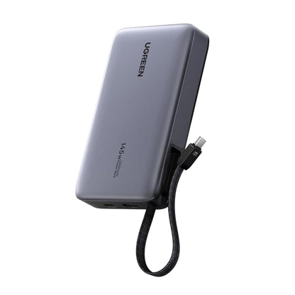 Vanjska baterija UGREEN PB551 (55992B), 20000mAh, 145W, QC + PD, 1 x USB-A - 2 x USB-C, Siva