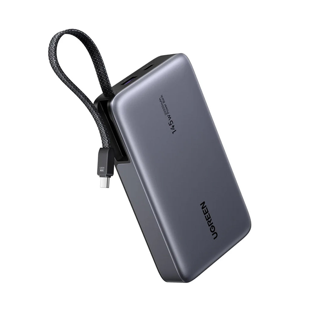 Vanjska baterija UGREEN PB551 (55992), 20000mAh, 145W, QC + PD, 1 x USB-A - 2 x USB-C, Siva
