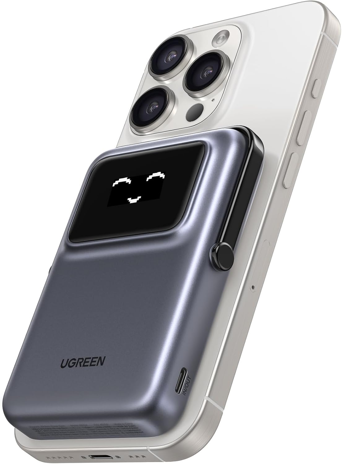 Vanjska bežična baterija UGREEN PB572 Uno, 10000mAh, 20W, PD + FQI, 1 x QI - 1 x USB-C, Siva