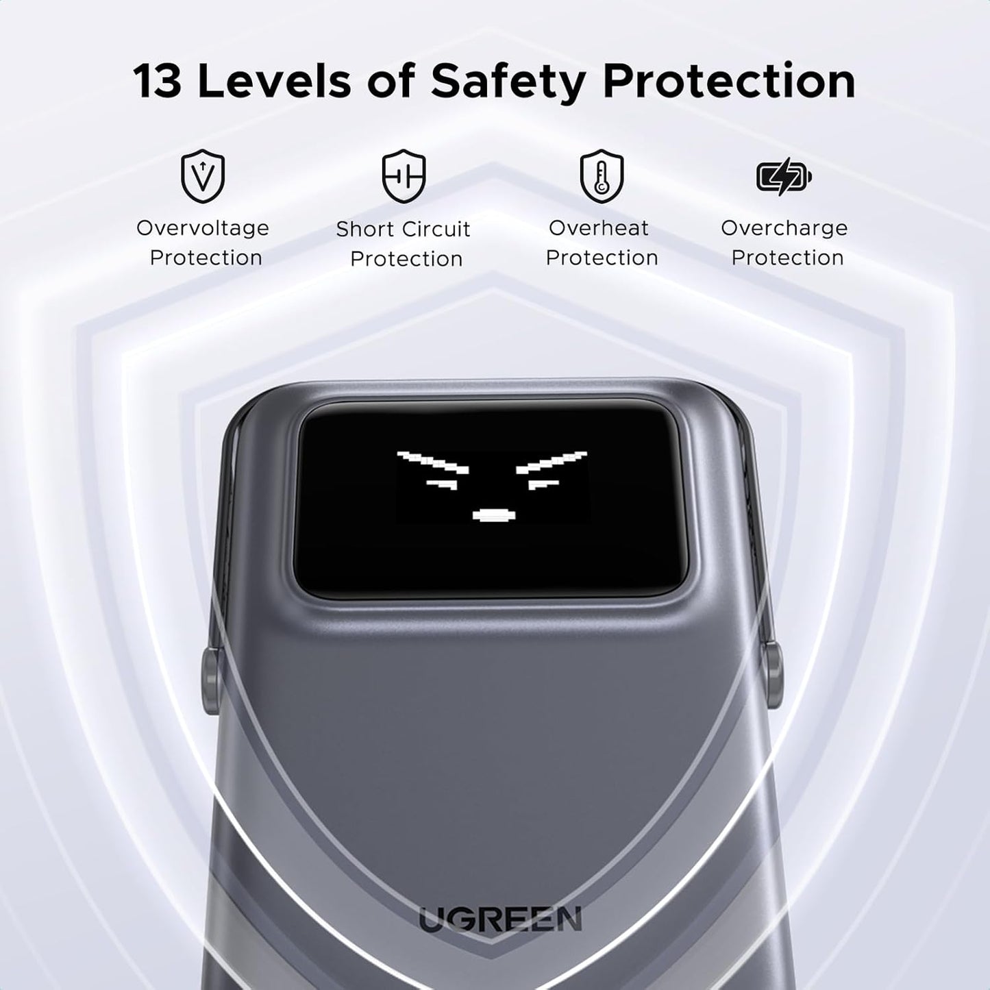 Vanjska bežična baterija UGREEN PB572 Uno, 10000mAh, 20W, PD + FQI, 1 x QI - 1 x USB-C, Siva