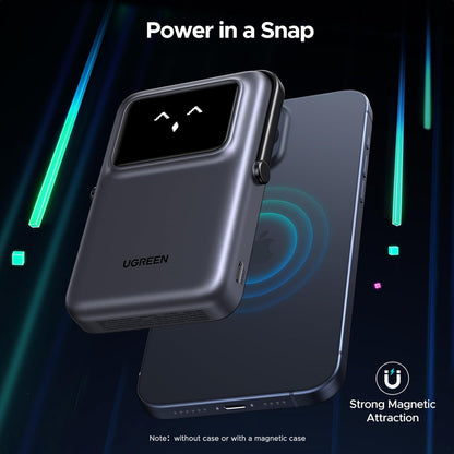 Vanjska bežična baterija UGREEN PB572 Uno, 10000mAh, 20W, PD + FQI, 1 x QI - 1 x USB-C, Siva