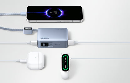 Vanjska baterija UGREEN PB584 (75173B), 10000mAh, 33W, QC + PD, 1 x USB-A - 2 x USB-C, Plava