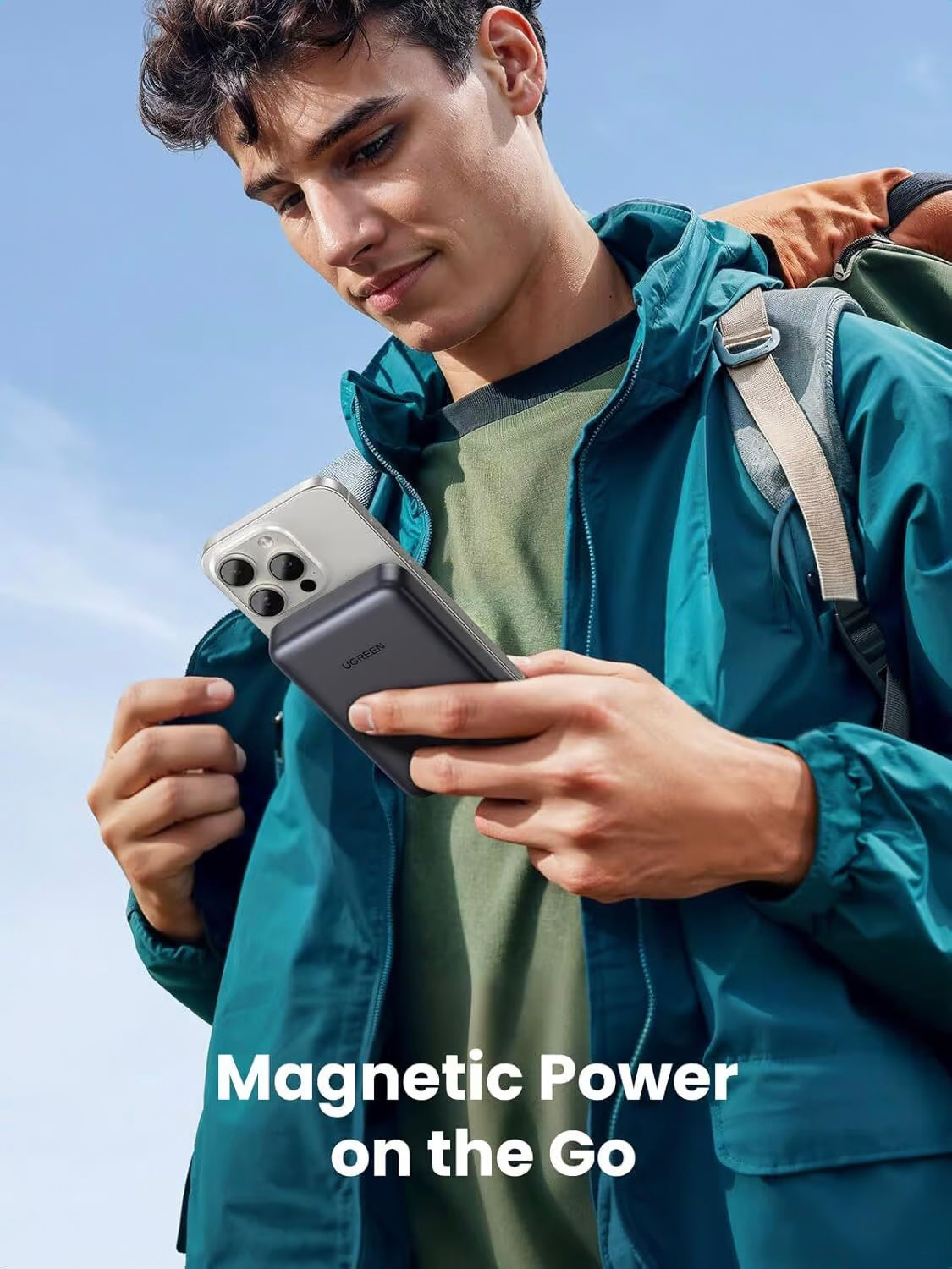 Vanjska baterija UGREEN PB761, 10000mAh, 30W, PD + FQI, 1 x QI - 1 x USB-C, Siva