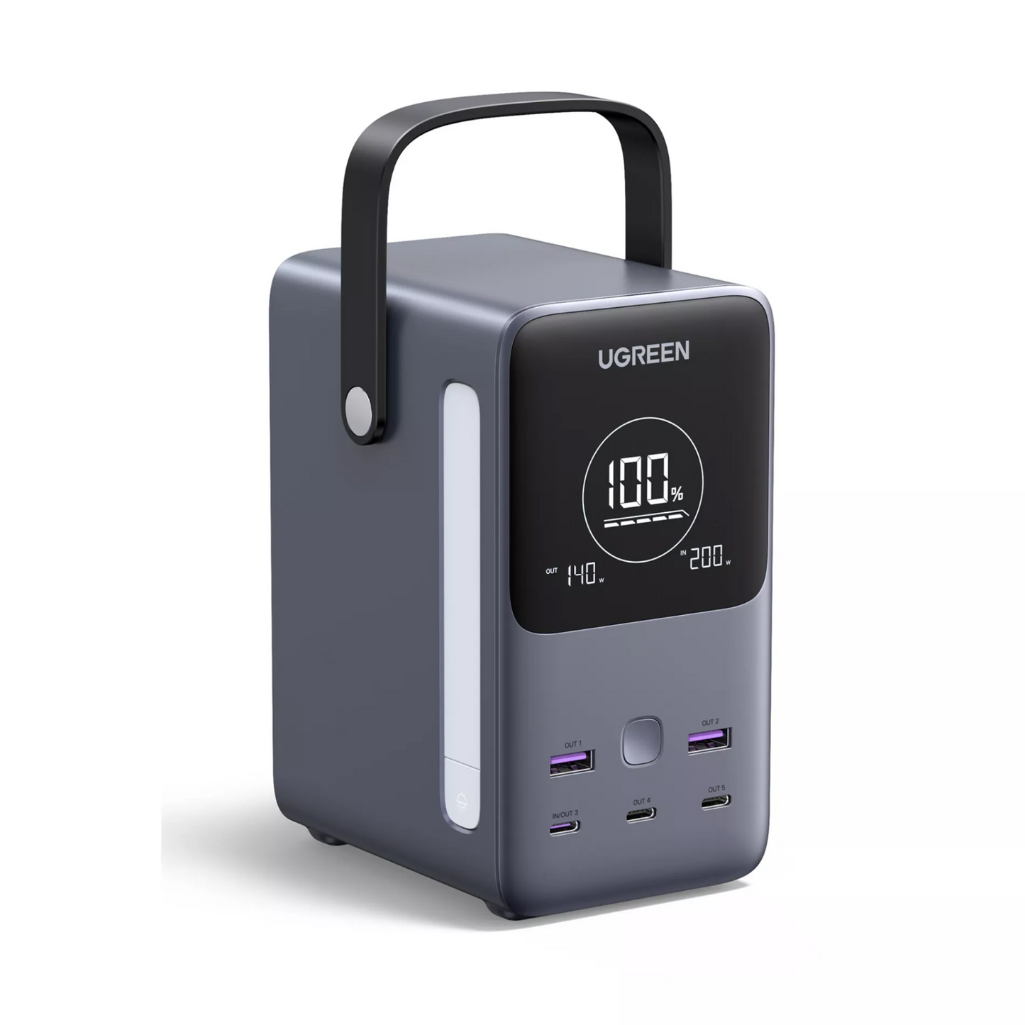 Vanjska baterija UGREEN PB770, 48000mAh, 300W, QC + PD, 2 x USB-A - 3 x USB-C, Siva, Obnovljena